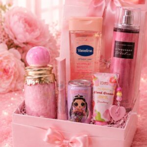 Gift set for Ladies (Perfume + lip gloss + body oil +body mist +hand cream +wipes +gift bag)
